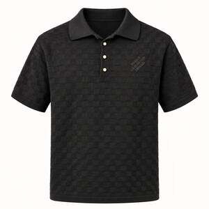 Louis Vuitton Black Damier Textured Knit Polo Shirt